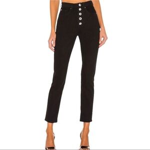 WeWoreWhat The Danielle Straight Leg Jeans Crystal Buttons Black Size 30